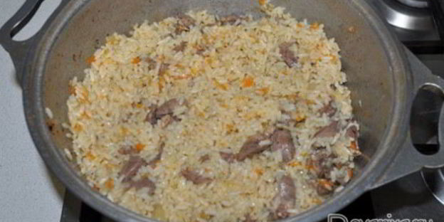 плов с куриными сердечками