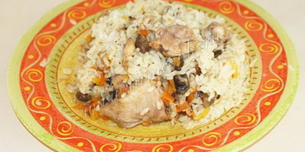 плов с курицей и грибами