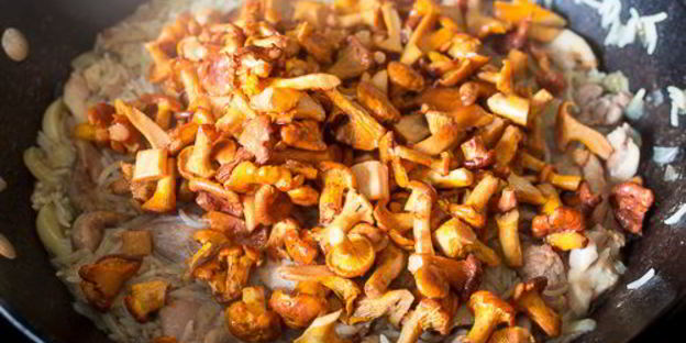 плов с курицей и лисичками