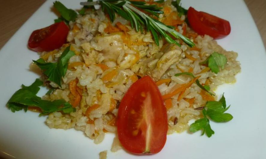 Рецепт плова с мясом кролика и коричневым рисом