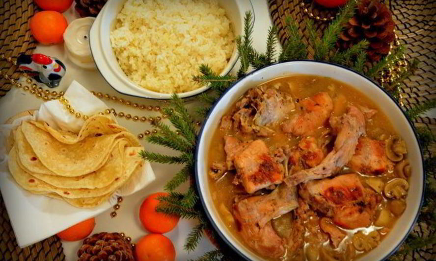 Рецепт фрикасе из кролика с рисом и лепешками