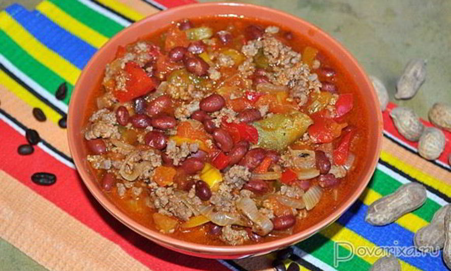 Рецепт мексиканского рагу с мясным фаршем и фасолью