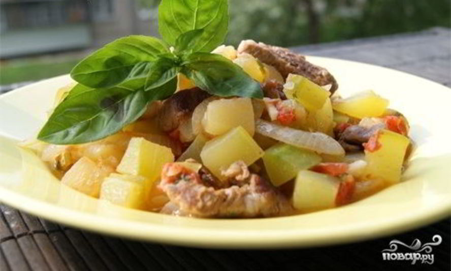 Рецепт мясного рагу с кабачками