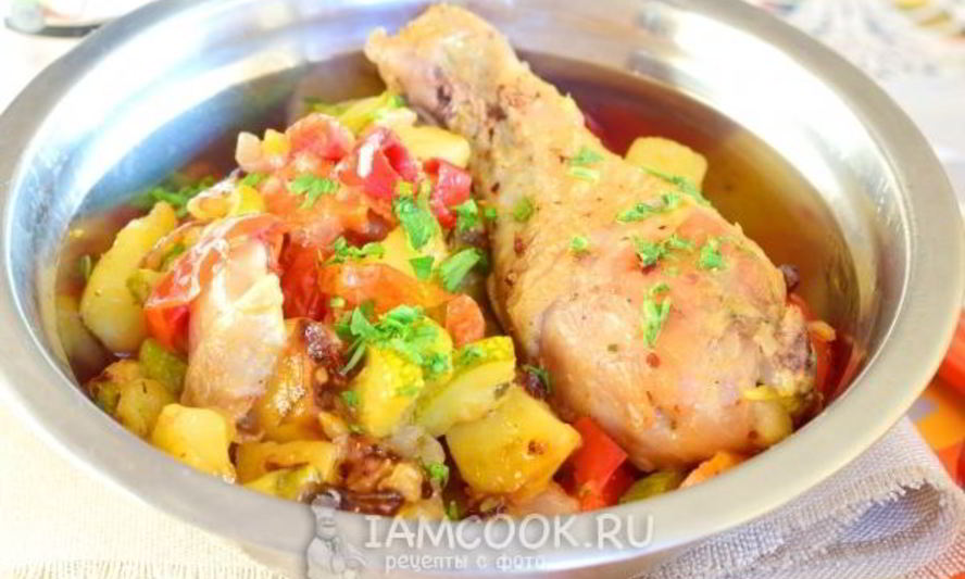 Рецепт овощного рагу с курицей