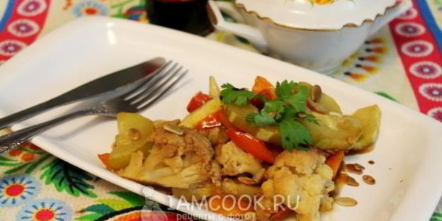 овощное рагу с цветной капустой и кабачками