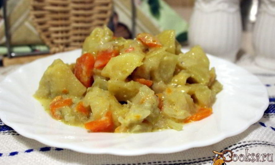 Рецепт овощного рагу со сливками