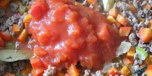 паста торкио с рагу из ягненка и сладким перцем