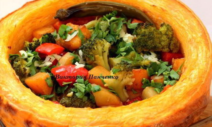 Рецепт постного овощного рагу в тыкве