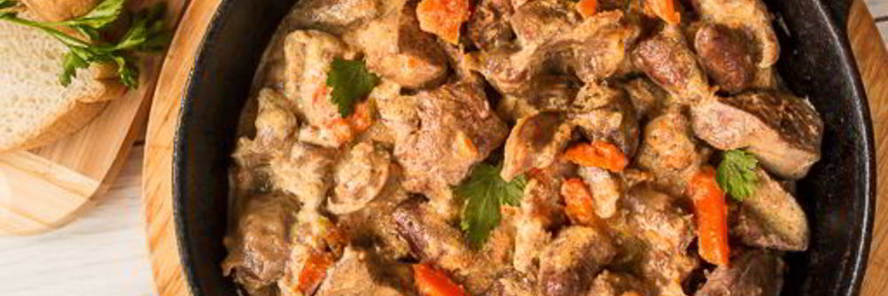 Рагу из ассорти куриных потрошков