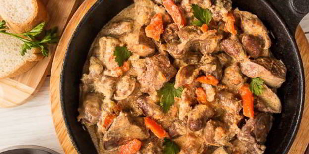 рагу из ассорти куриных потрошков