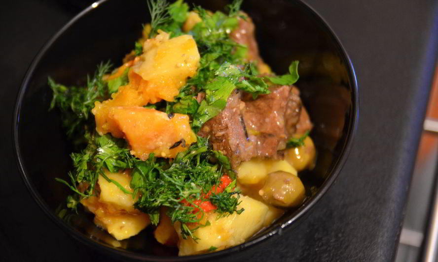 Рецепт рагу из говядины с тыквой и оливками