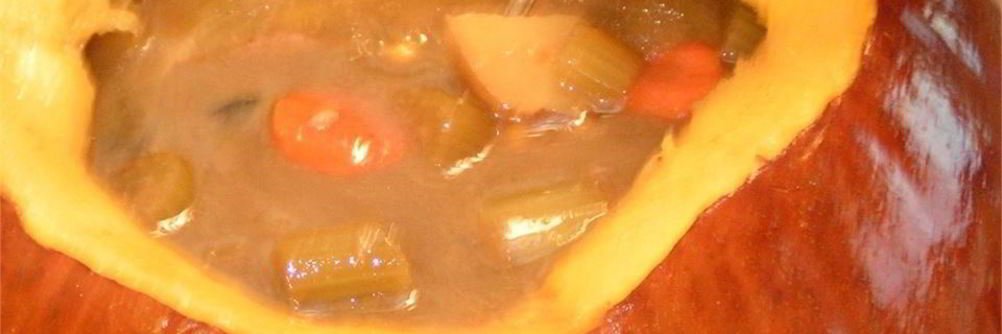 Рагу из говядины в печеной тыкве