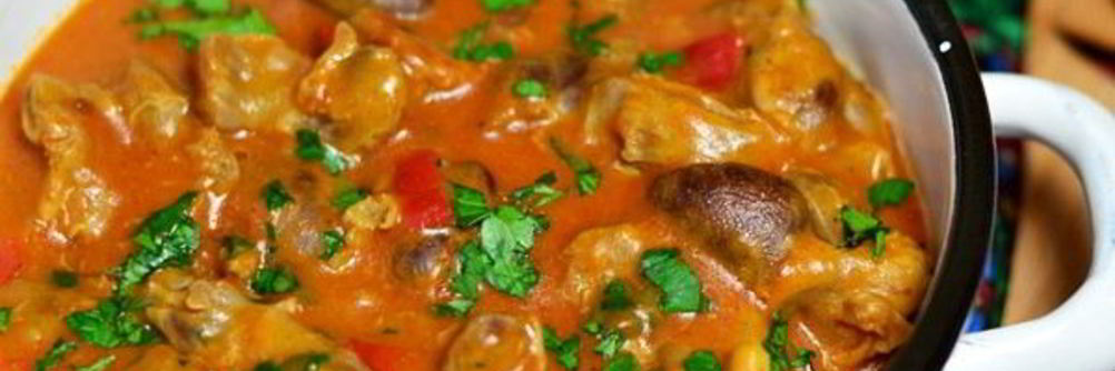 Рагу из куриных желудков
