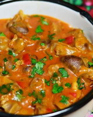 Рагу из куриных желудков