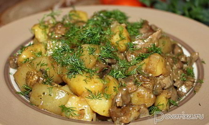 Рецепт рагу из куриных желудочков