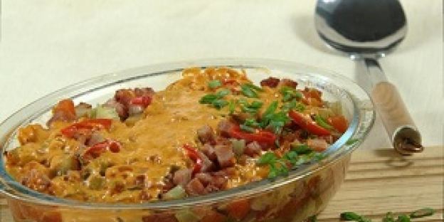 рагу из овощей с ветчиной и грибами