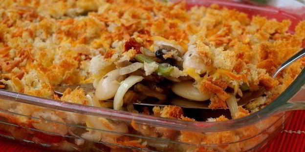 запеченное рагу из фасоли с шампиньонами