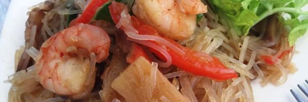 Рисовая лапша с креветками