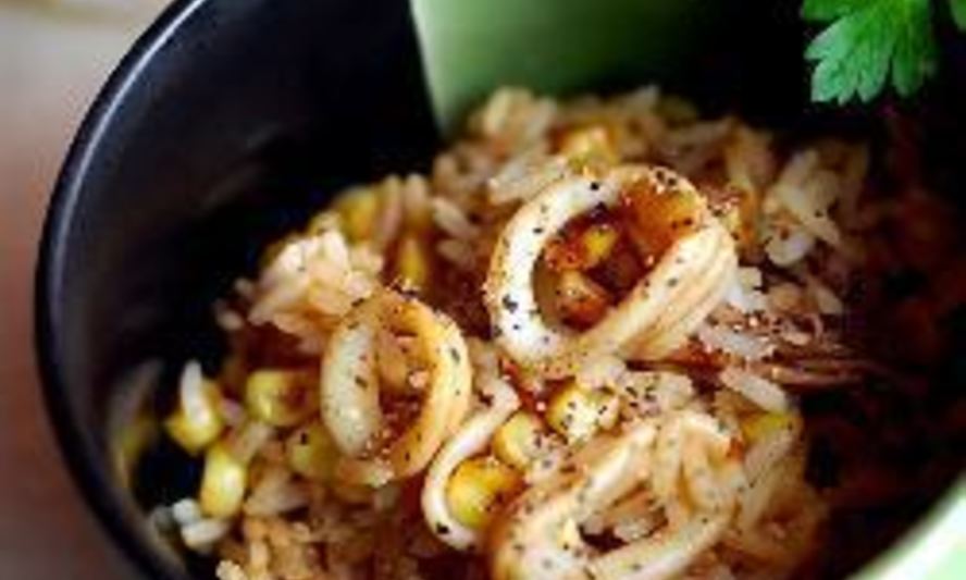 Рецепт ризотто с кальмарами и кукурузой