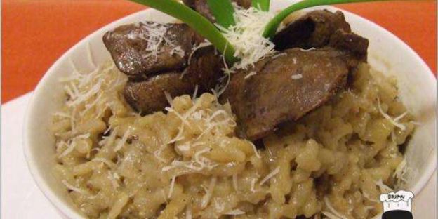 ризотто с куриной печенью