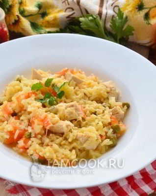 Ризотто с курицей и овощами