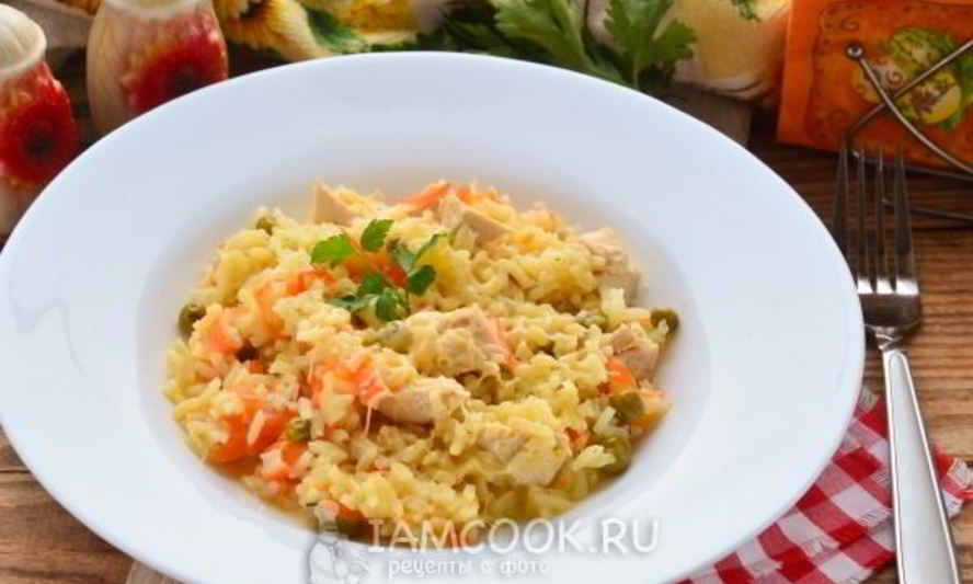 Рецепт ризотто с курицей и овощами