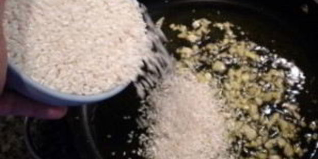 ризотто с помидорами и спаржей