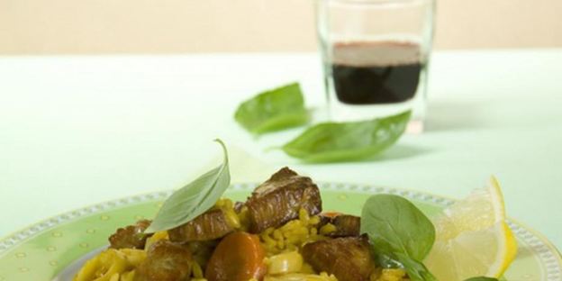 ризотто с телятиной и овощами