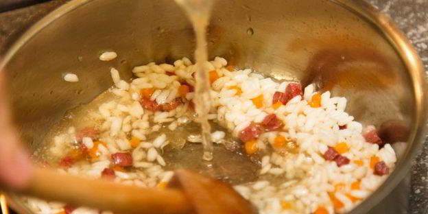 ризотто с тыквой и копченой утиной грудкой