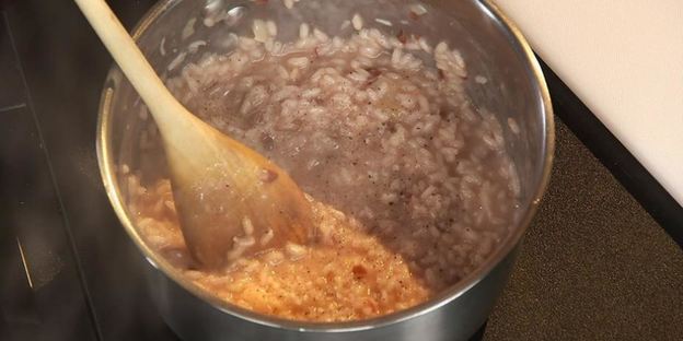 телятина с вишневым ризотто