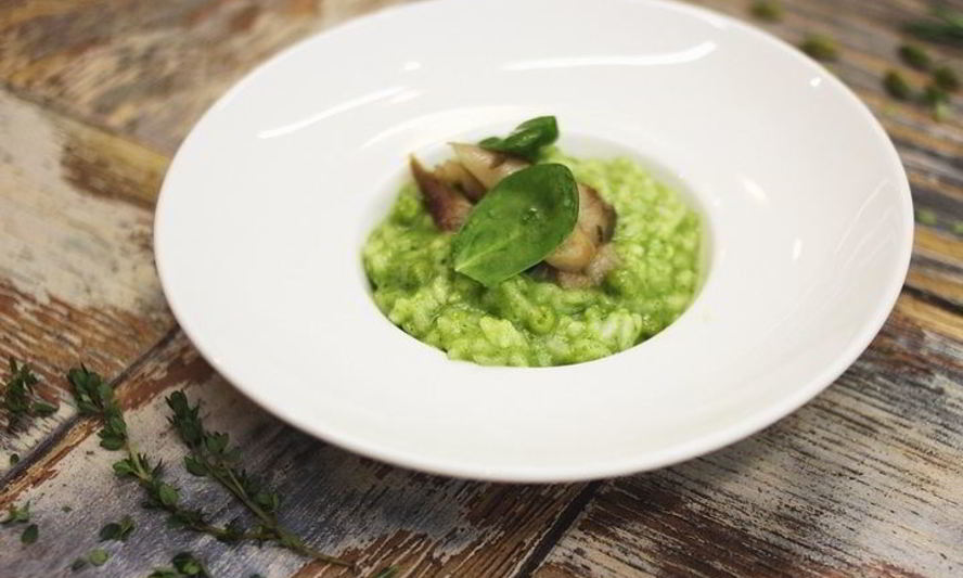 Рецепт зеленого ризотто со скумбрией