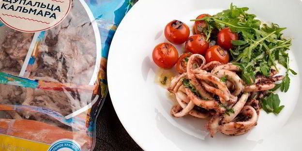 ароматные щупальца кальмаров на гриле