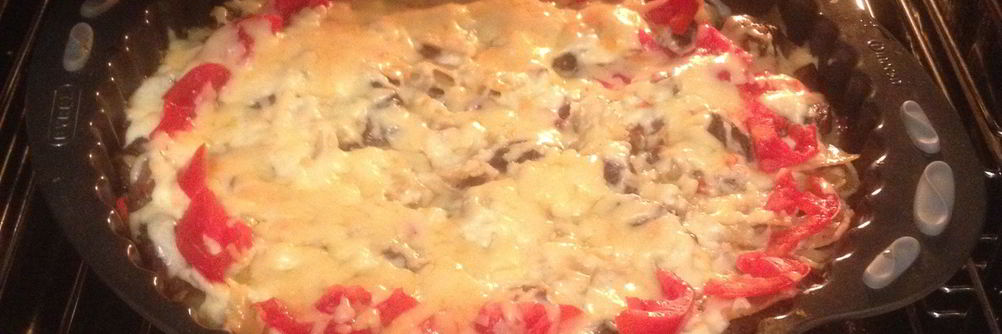 Фарфалле, запеченные с говядиной, в соусе бешамель