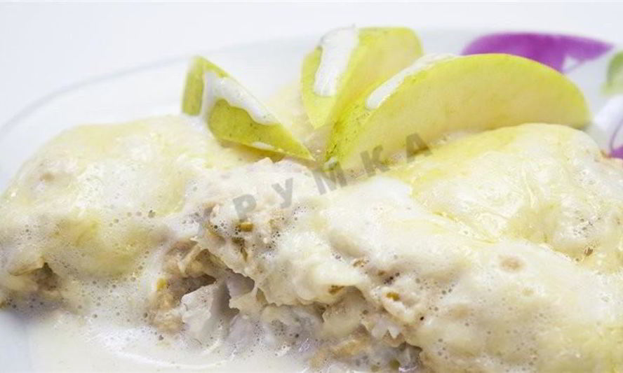 Рецепт филе судака в сливках с яблоком