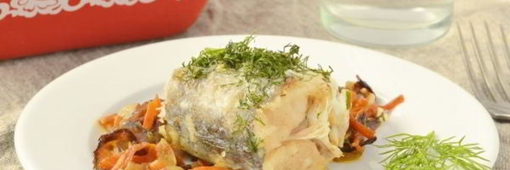 Хек с овощами