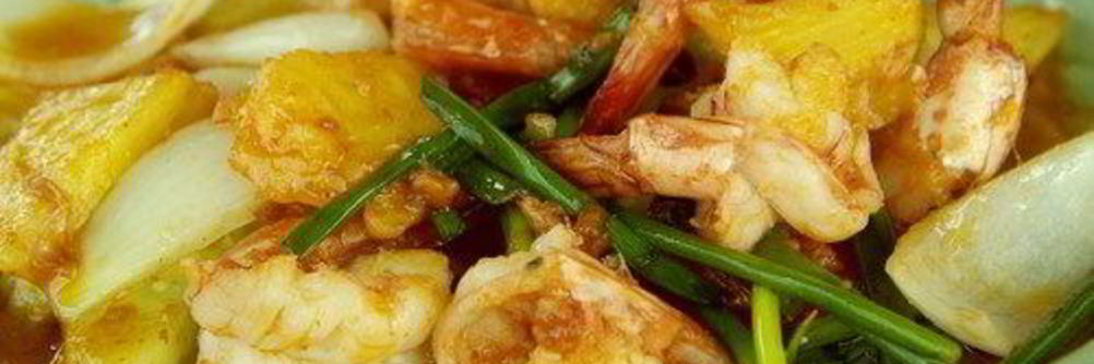 Креветки с ананасом в соусе терияки