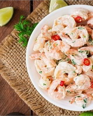 Креветки в сливочно-чесночном соусе