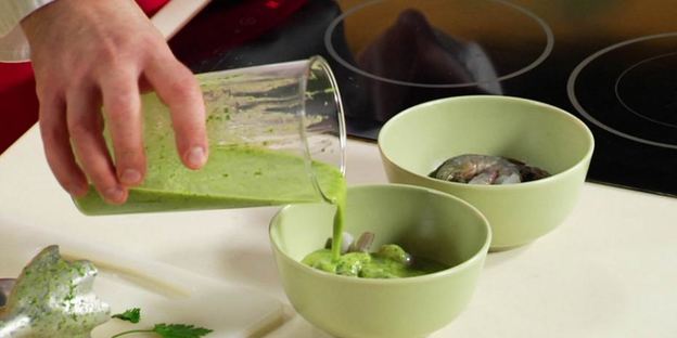 креветки в зеленом соусе