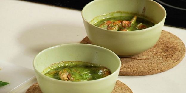 креветки в зеленом соусе