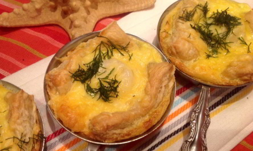 Рецепт морских гребешков в слоеном тесте