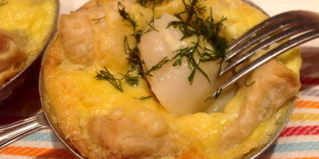 морские гребешки в слоеном тесте