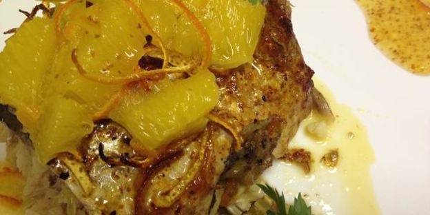 рыба под горчично-апельсиновым соусом