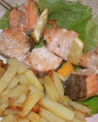 Домашний шашлык из семги с лимоном