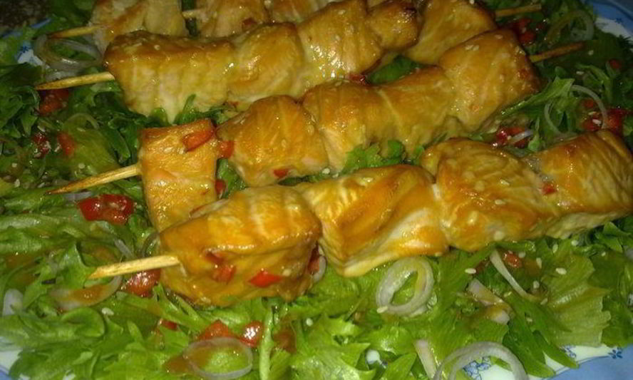 Рецепт шашлычка из лосося в меду