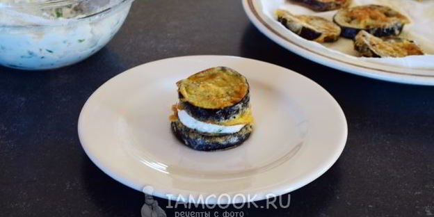 шашлык из баклажана в кляре с сыром