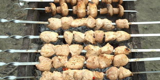 шашлык из индейки маринованной в малиновом уксусе