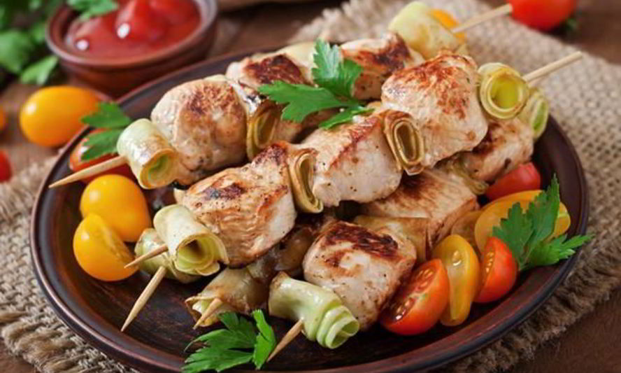 Рецепт шашлыка из индейки с тушеными овощами