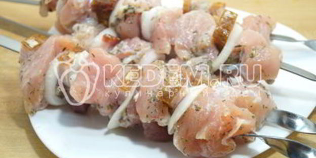 шашлык из курицы с корейкой