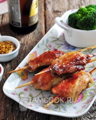 Шашлык из курицы в духовке на шпажках