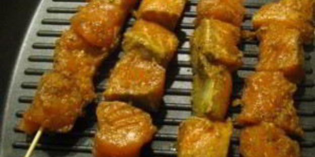 шашлык из семги на сковороде